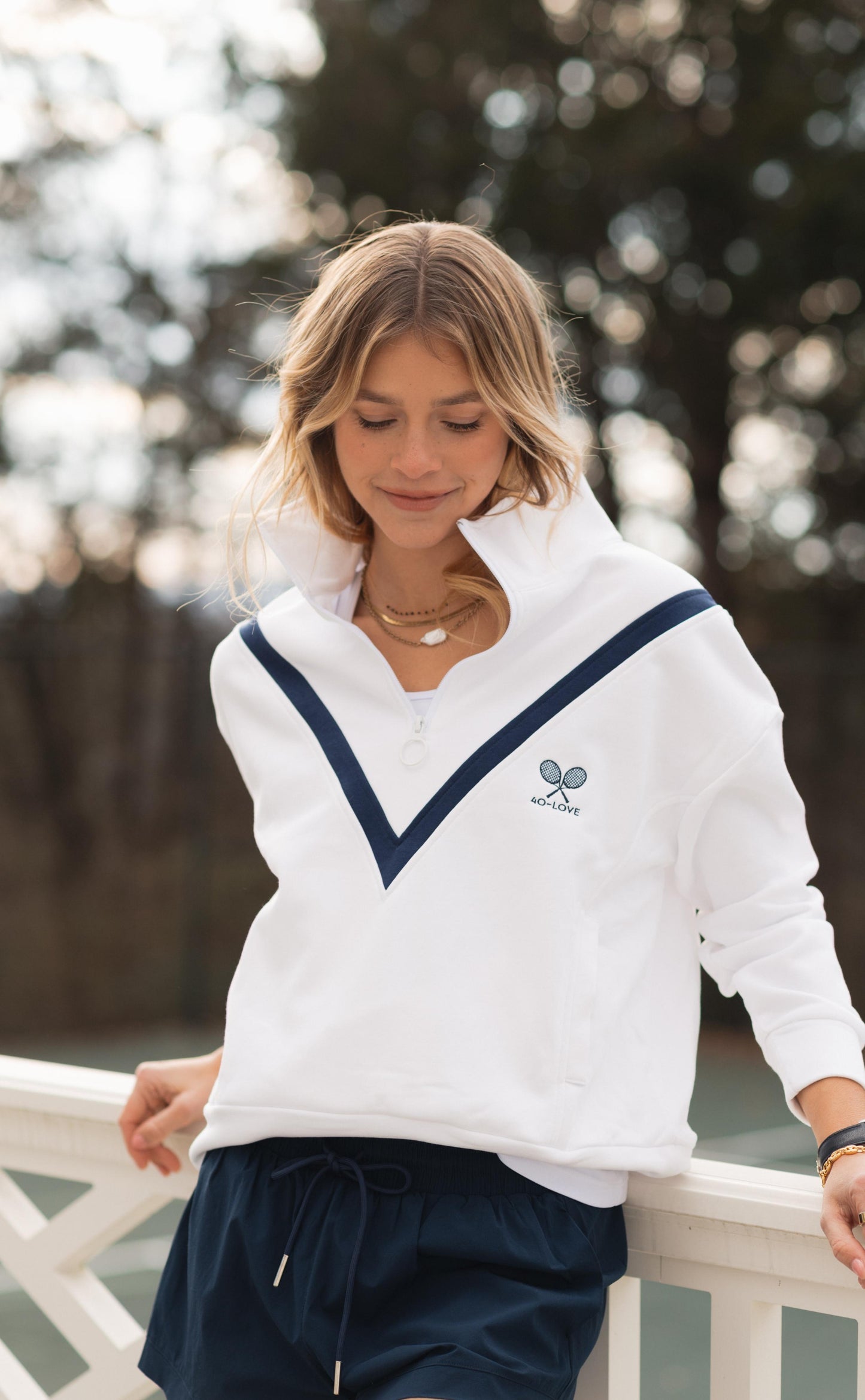 Throwback Half-Zip Pullover - White