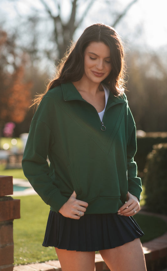 Throwback Half-Zip Pullover - Hunter Green